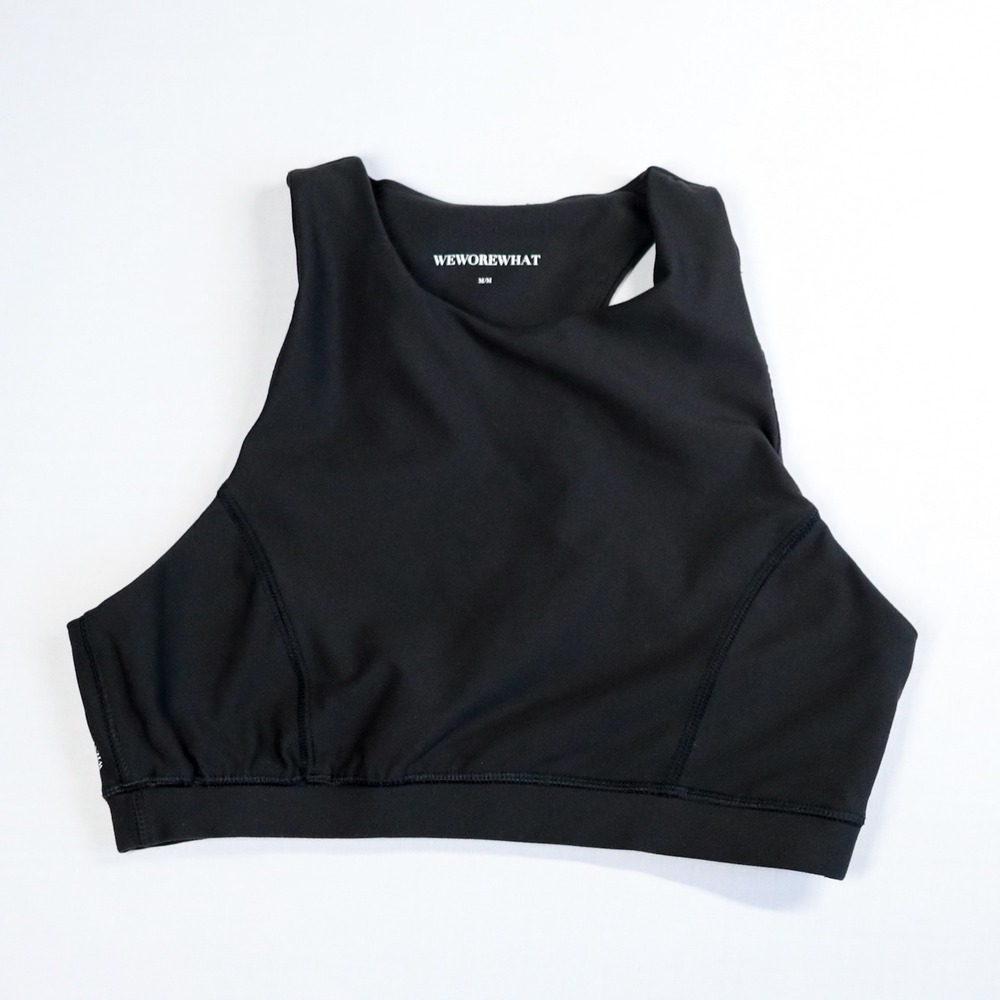 WeWoreWhat Sports Bra Women Size M Black High Neck Racerback Activewear Top New